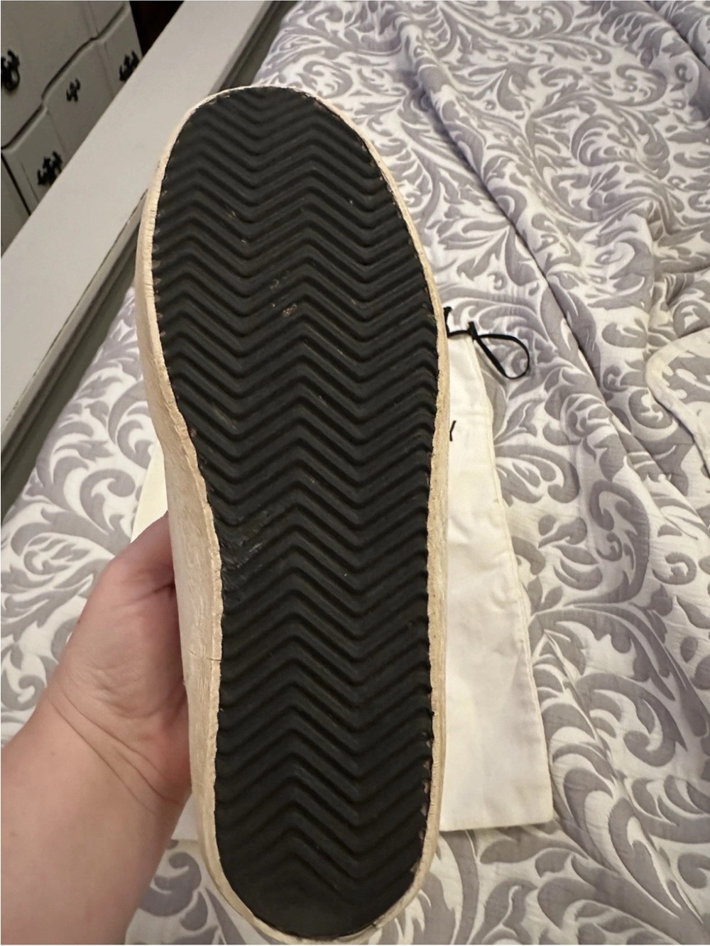 Golden Goose Super-Star White Leather Sneakers with Leopard Heel Size 7 Like New - Picture 4 of 5